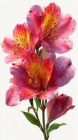 Vibrant pink and orange flowers with water droplets enhance the natural beauty of the garden during springtime photo