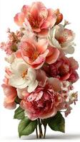 Beautiful bouquet of pink and white flowers arranged with vibrant colors and intricate details in a bright setting photo