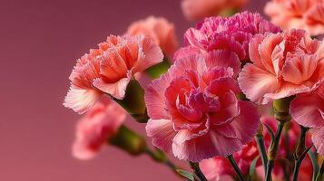 Vibrant bouquet of pink carnations against a soft gradient background creates a stunning floral display for any occasion photo