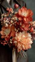 Beautiful bouquet of autumn flowers with rich colors arranged elegantly for a seasonal display or event photo