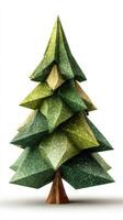 Unique geometric tree design showcasing layered textures and colors in a minimalist style photo