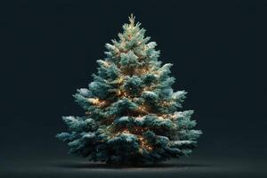 Beautifully decorated Christmas tree with warm lights in a dark setting during the festive season photo