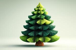 Colorful crafted tree displayed against a neutral background with layered leaves and intricate design photo