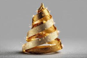 Decorative golden ribbon shaped like a Christmas tree for festive celebrations in winter season photo