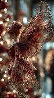Elegant fairy doll showcasing intricate design in festive setting with warm lights during holiday season photo