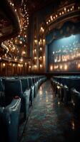 Warm and inviting atmosphere in a historic theater with empty seats before a performance begins photo