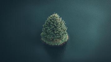 Aerial view of a small tree on a small island photo