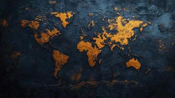 World map on black background photo