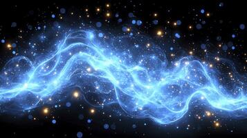 Blue glowing waves on a black background photo