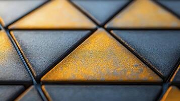 A close up of a metal triangle pattern photo