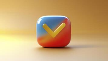 A colorful v shaped object on a yellow background photo