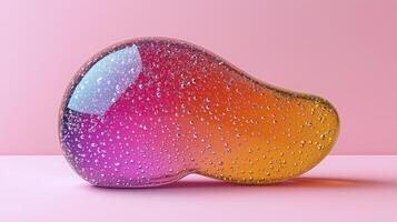 A glass heart shaped object with water drops on it photo