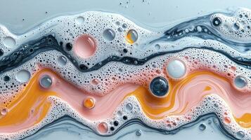 A close up of a colorful wave of liquid photo