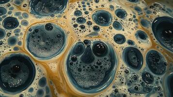 A close up of a soap bubble with many bubbles photo