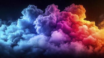Colorful clouds in the sky with a rainbow in the middle photo