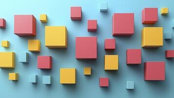 3d rendering of colorful cubes on a blue background photo