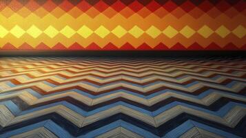A room with a chevron pattern on the floor photo