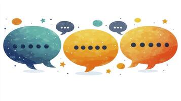 Three speech bubbles with different colors and shapes photo