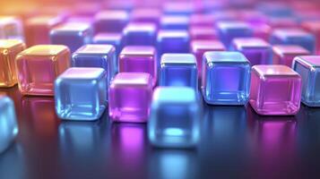 Many colorful cubes are arranged in a row photo