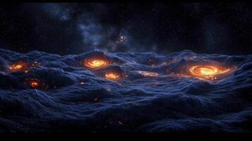 An image of a galaxy with glowing orange lights photo