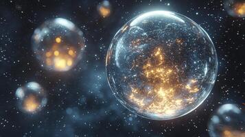 A sphere with glowing lights in the middle photo