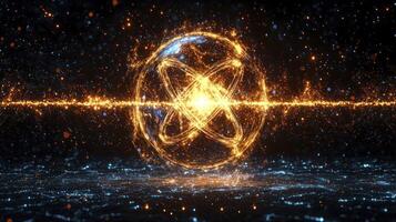 An abstract image of a glowing atom photo