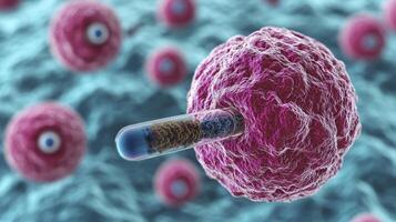 A cell with a needle sticking out of it photo
