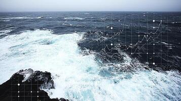 A view of the ocean with a chart on it photo
