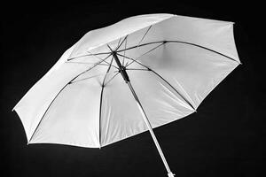 White Photo Umbrella Against Black Background
