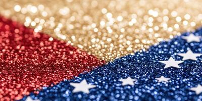 Festive Glitter Background in Red, Gold, and Blue photo