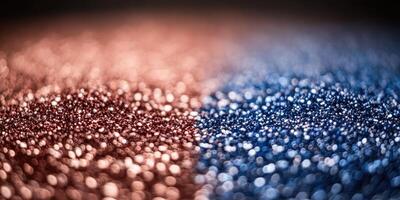 A close up of a blue and red glitter photo