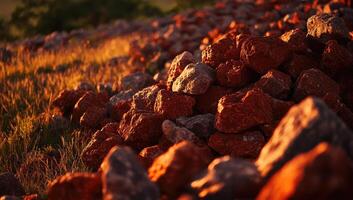 Rocky Hillside at Sunset photo