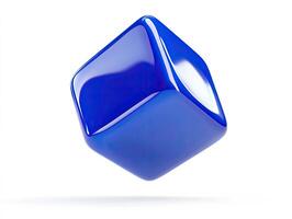 Glossy blue cube photo