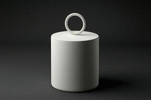 Cylindrical storage container with ring handle photo