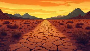 Desert path at sunset photo