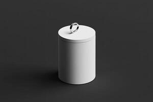 Cylindrical white container with a lid photo