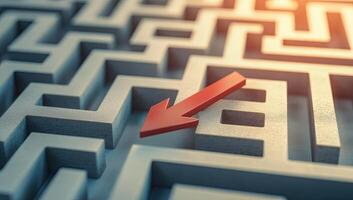 Complex maze with directional arrow photo