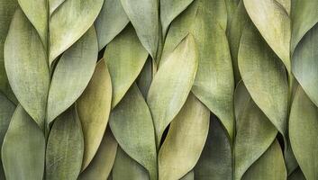 Layered green leaves, close-up photo