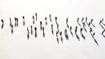 An overhead view of people walking in a line photo