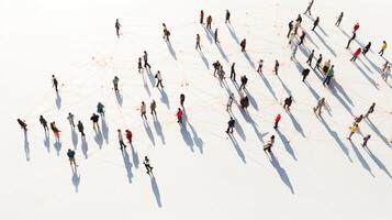 People walking in a circle on a white background photo