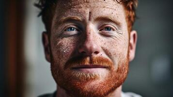A man with red hair and freckles photo