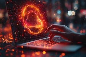 Futuristic Cloud Computing Interface with Glowing Neon Graphics for Technology and Innovation Design photo