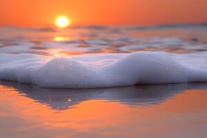 Serene Sunset Over Ocean Waves Nature's Beauty for Tranquil Inspiration and Relaxation photo