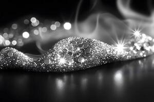 Glittering Silver Sparkle Wave with Bokeh Highlights for Elegant Design photo