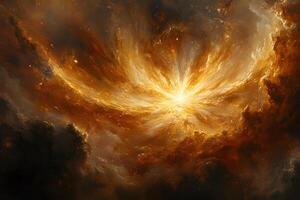 Cosmic Phenomenon Abstract Art - Celestial Burst of Light and Energy in Space photo