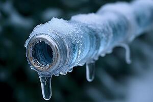Frozen Pipe with Icicles Winter Weather Impact on Infrastructure photo