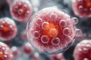 Microscopic View of Human Cells in Biochemistry and Medical Research photo