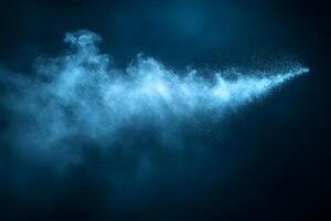 Abstract Blue Smoke Swirl with Particles on Dark Background for Atmospheric Design Projects photo