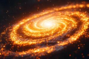 Golden Spiral Galaxy A Glowing Celestial Phenomenon for Science Fiction Design photo