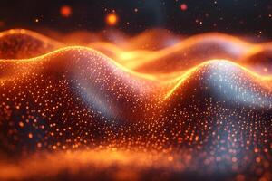 Glowing Particle Waves in Abstract Digital Landscape for Futuristic Design photo